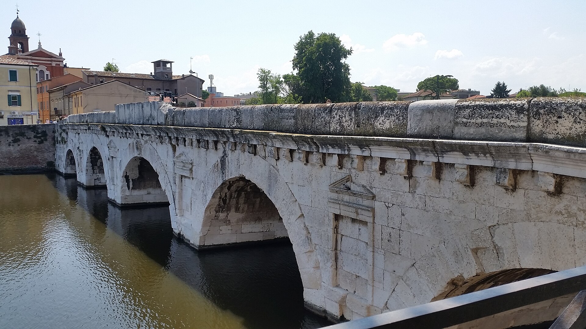 Bridge of Tiberius 01.jpg Bridge of Tiberius, Rimini, Italy.