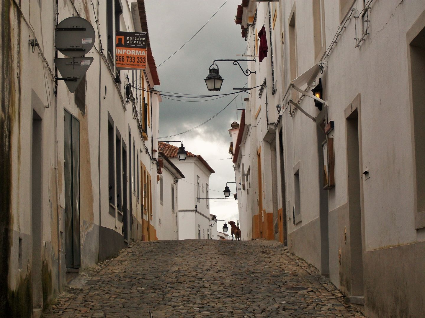 Descubre las históricas calles adoquinadas de Évora, Portugal, alineadas con arquitectura tradicional.